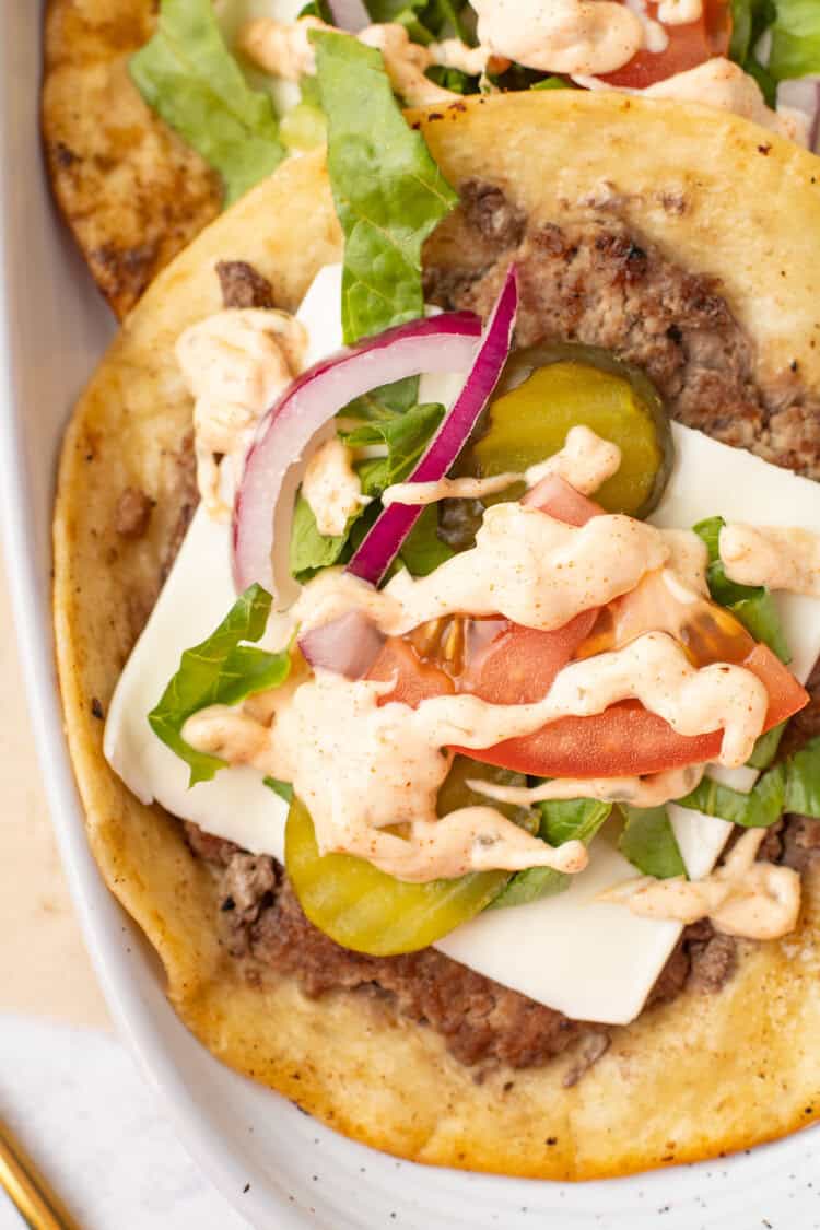 smash burger taco up close