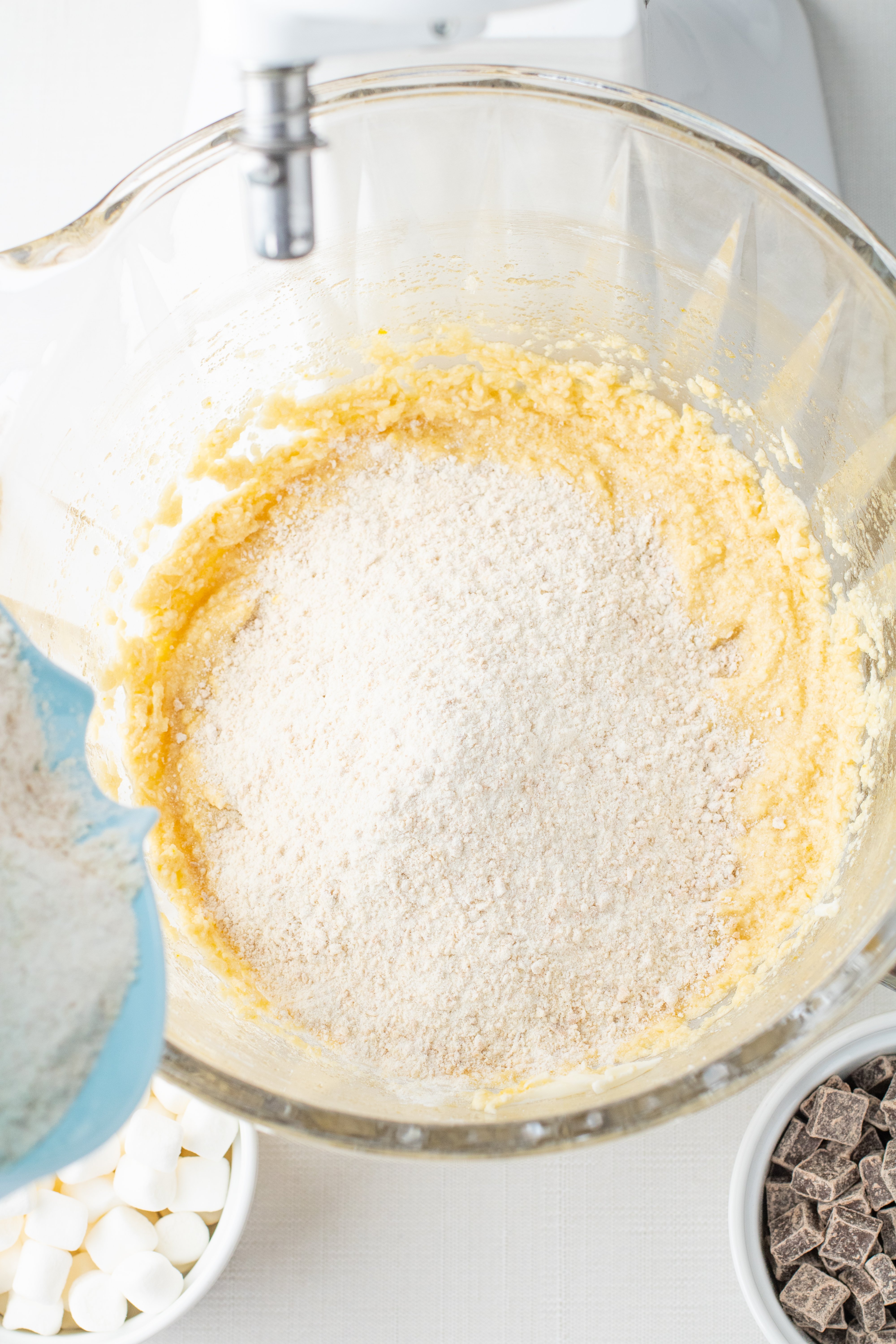 dry ingredients added to wet ingredients