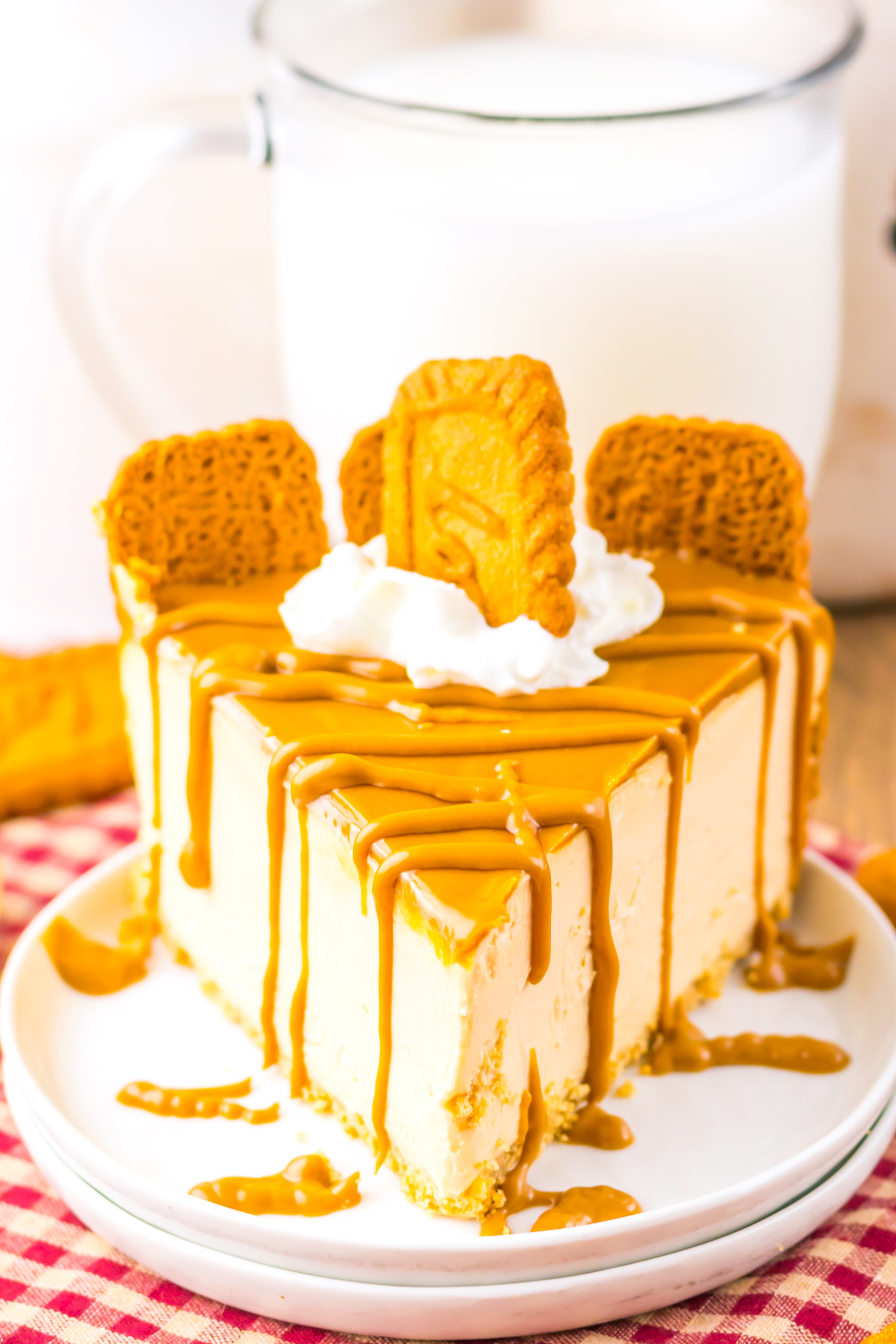 slice of cookie butter cheesecake