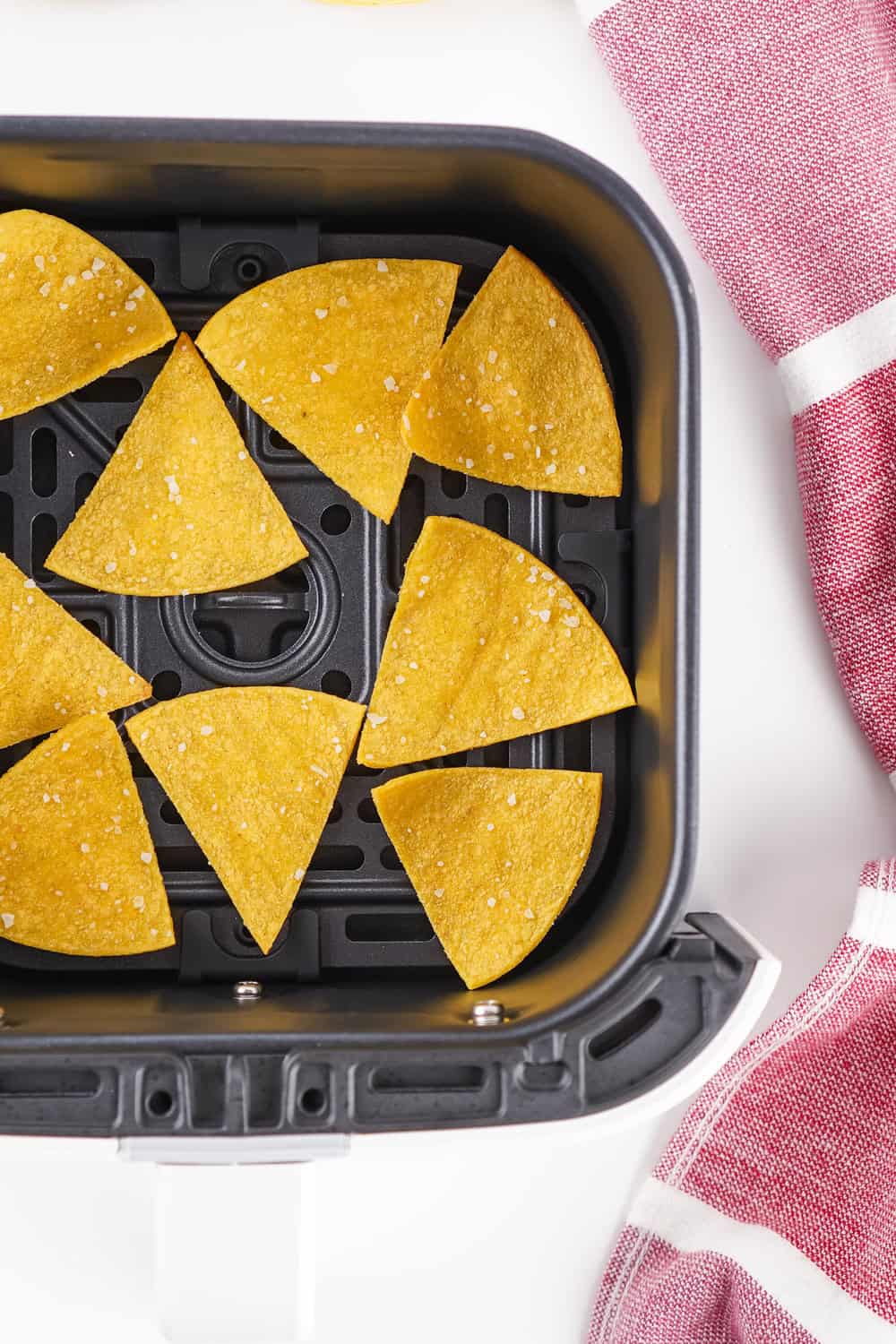 cooked air fryer tortilla chips