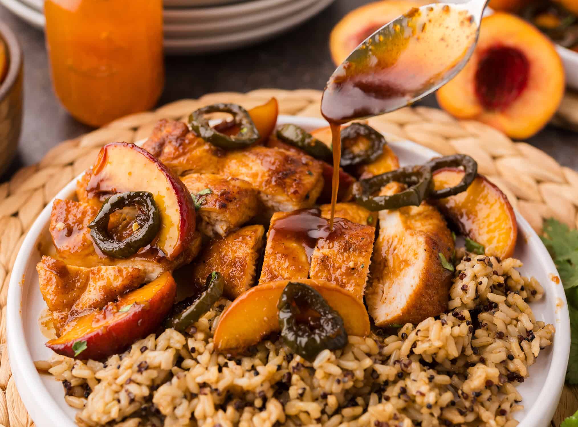 peach glazed jalapeno chicken