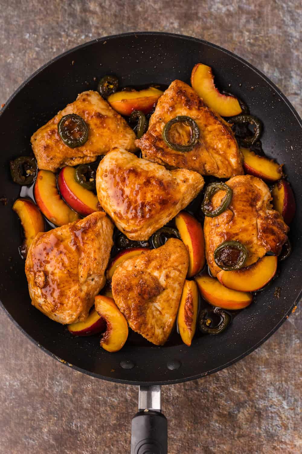 jalapeno chicken with peach glaze
