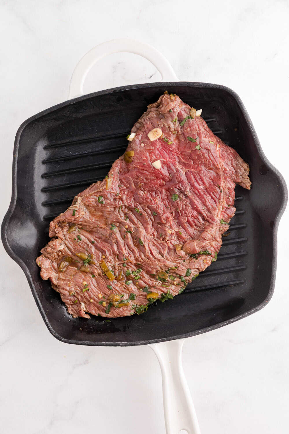carne asada steak in skillet