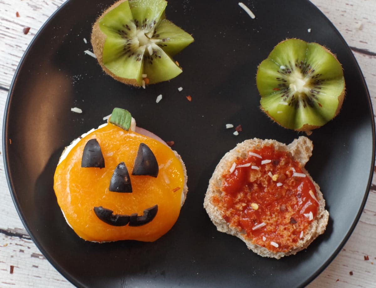 jack-o-lantern breakfast sandwich