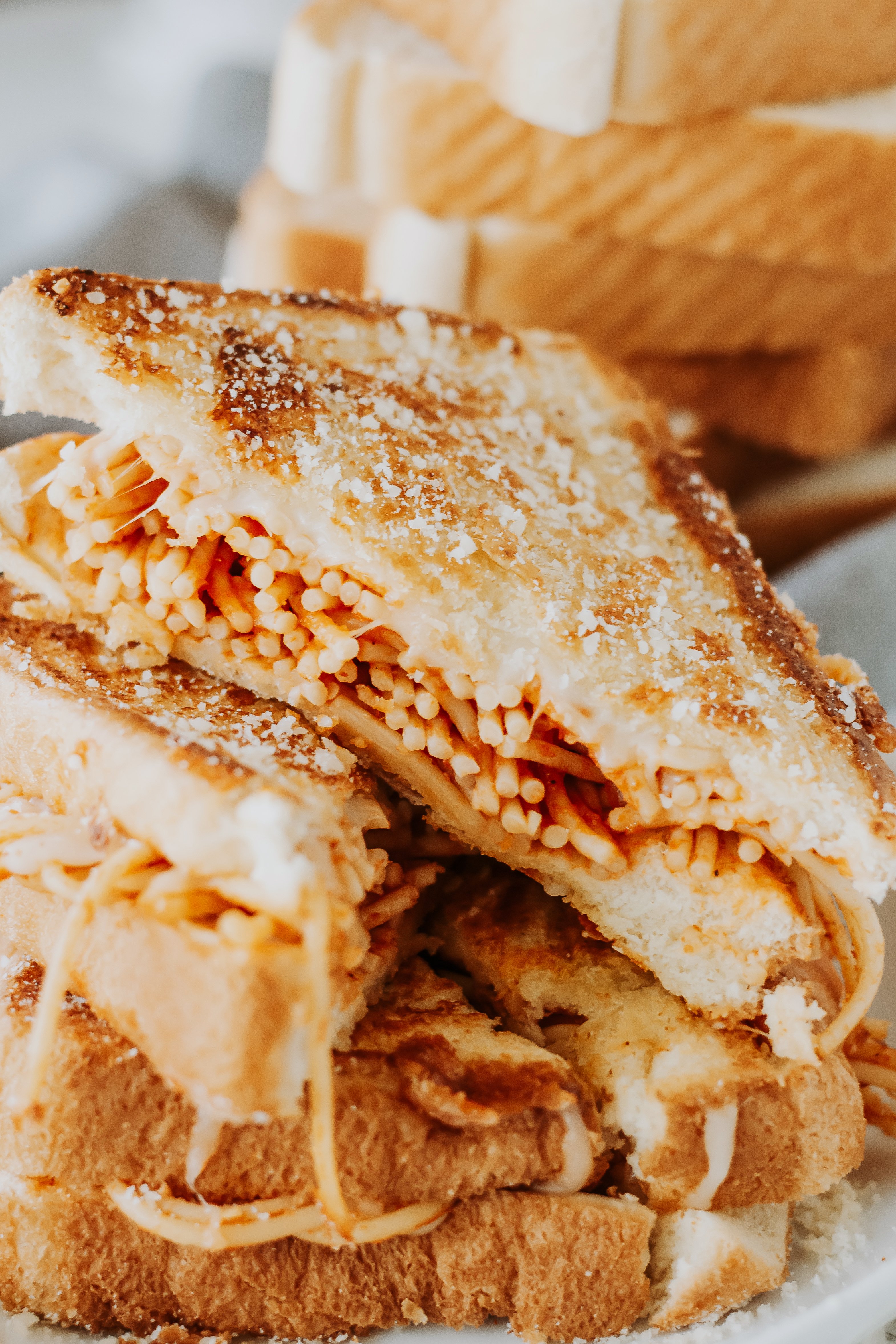 spaghetti grilled cheese sandwich