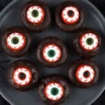 mini eyeball donuts on a plate