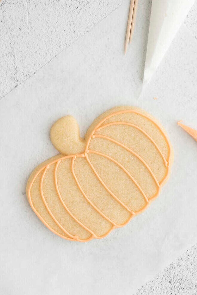 pumpkin cookie with all sections outlined