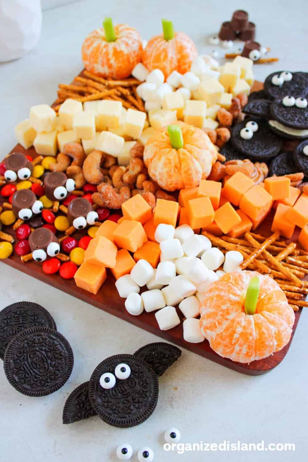 spiders and bats halloween snack board