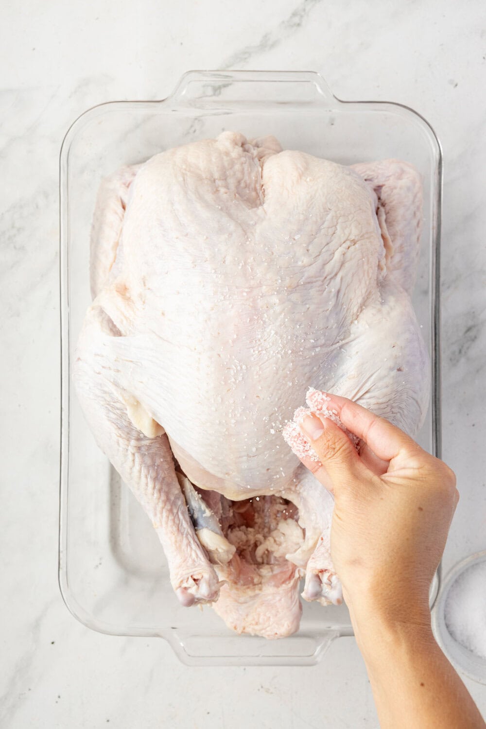 adding salt to the outside of the turkey