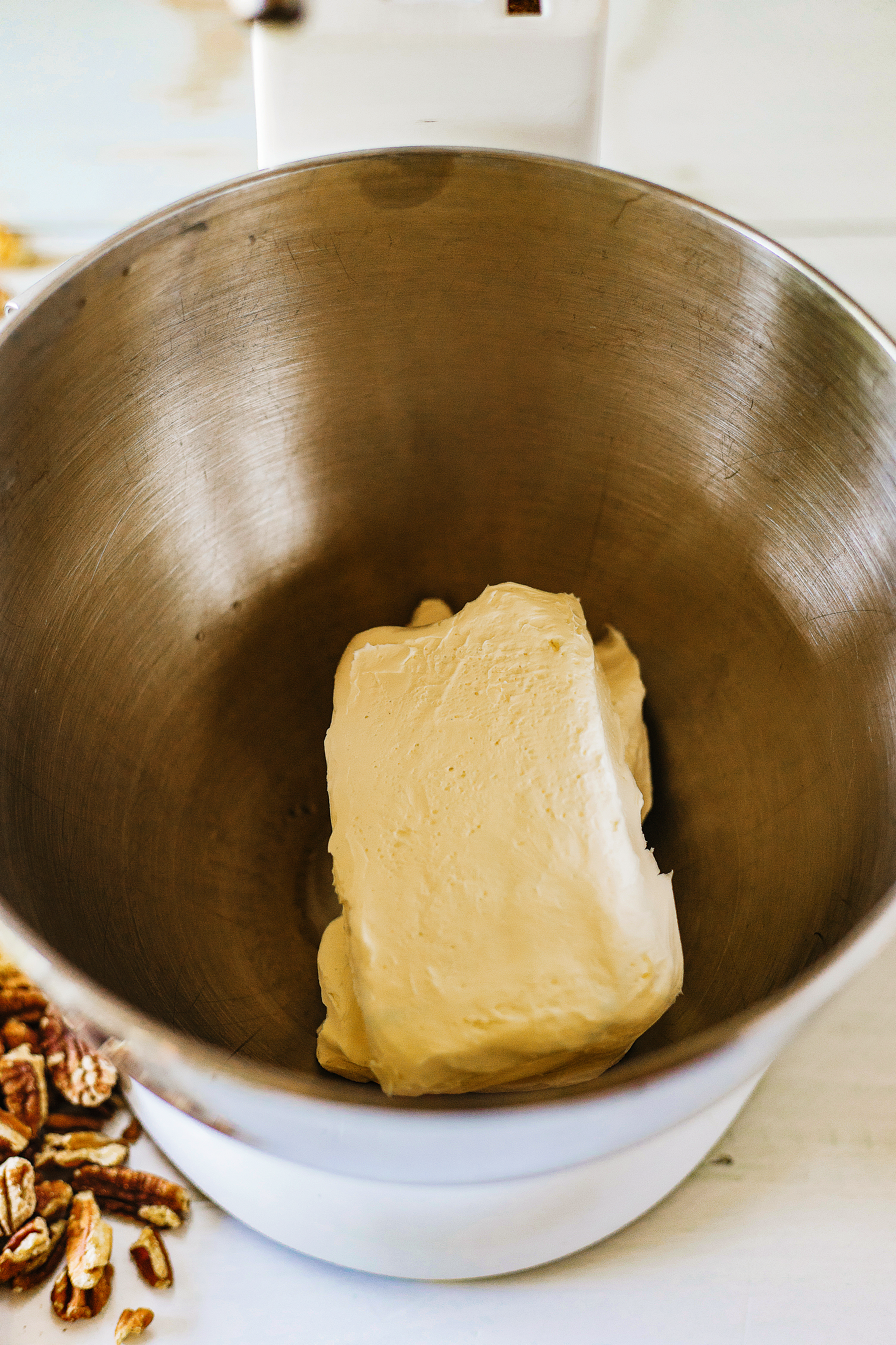 cream cheese in mixing bowl