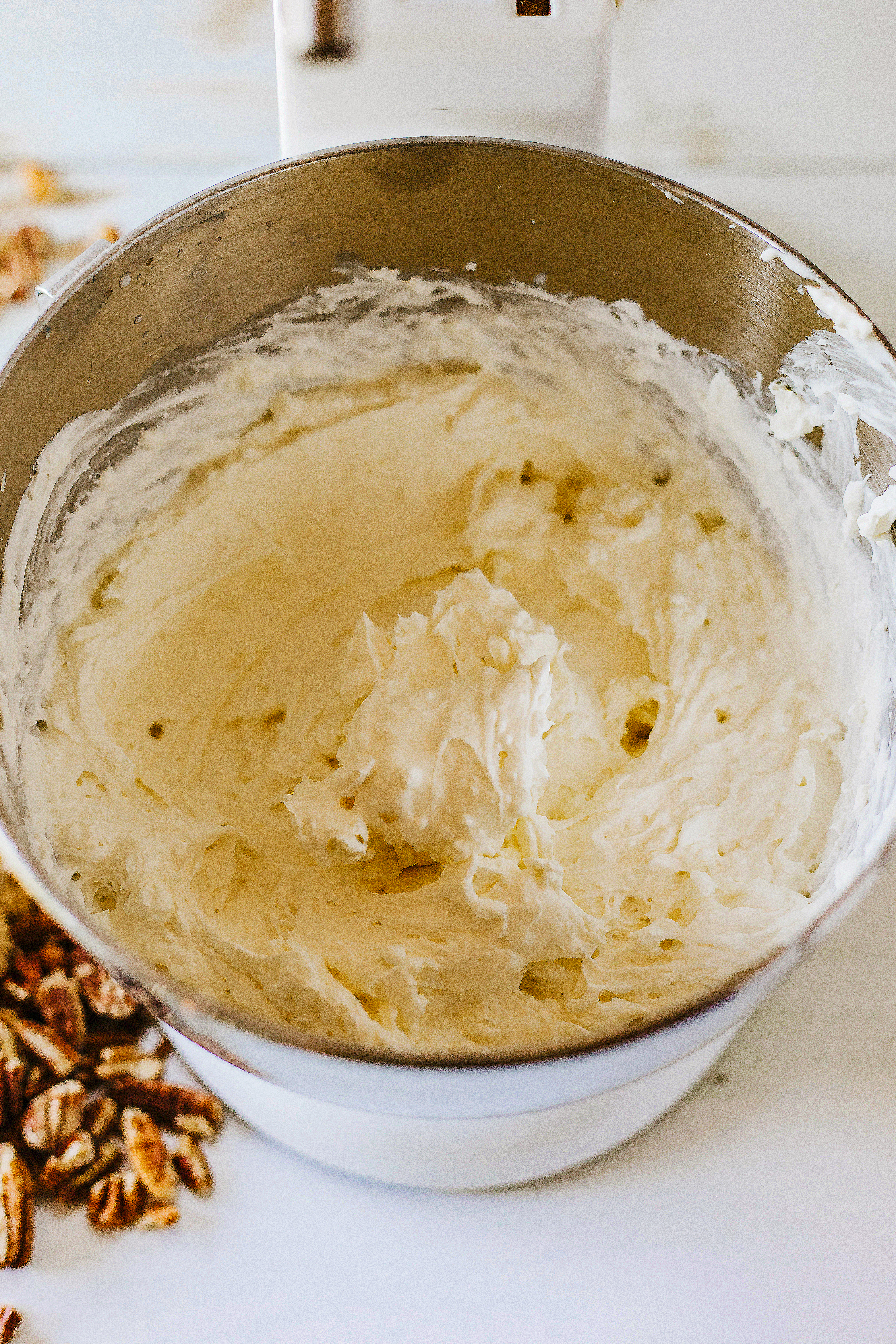 powdered sugar, lemon juice, caramel syrup, and heavy cream and cream cheeese mixed up