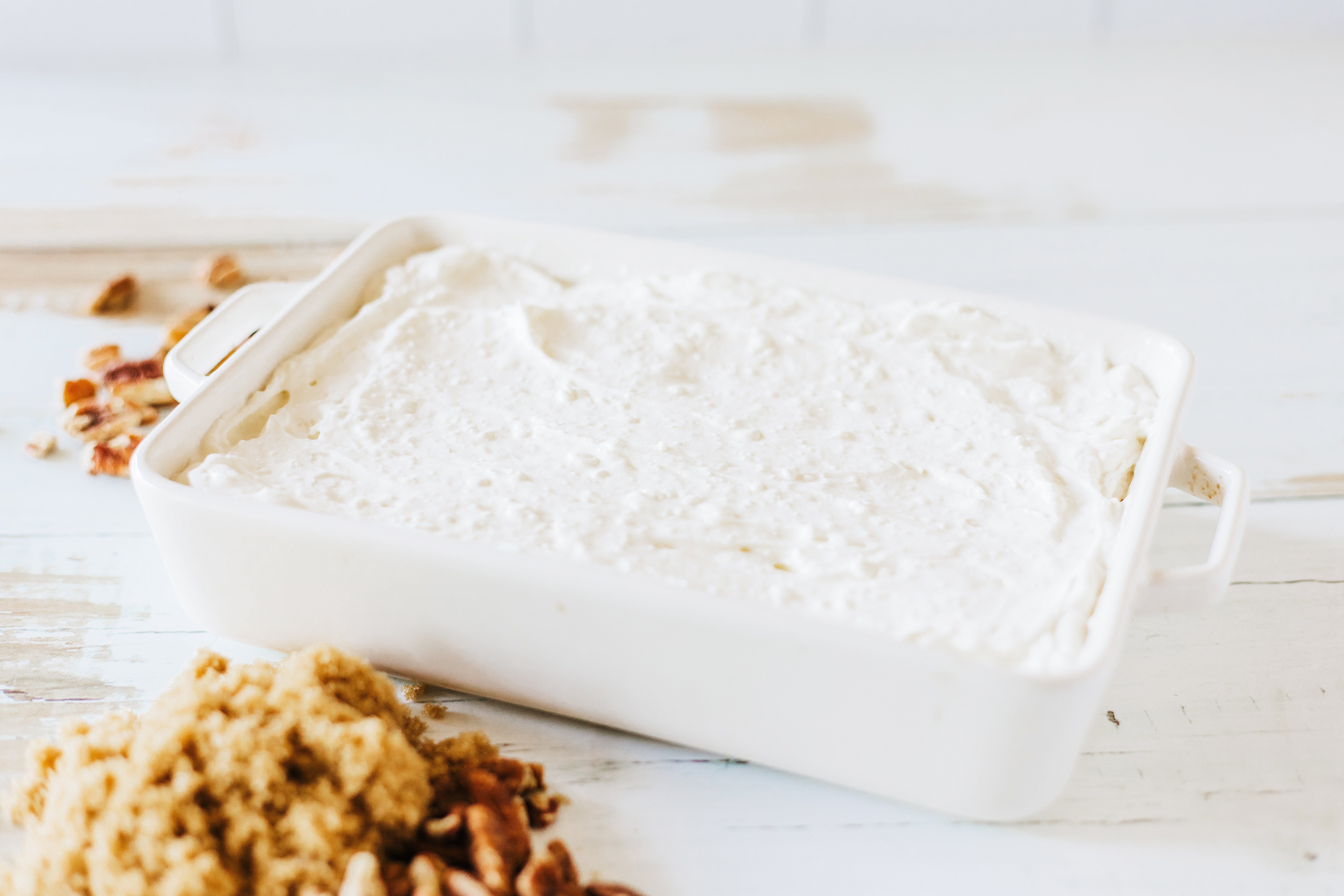 cream cheese filling spread in dish