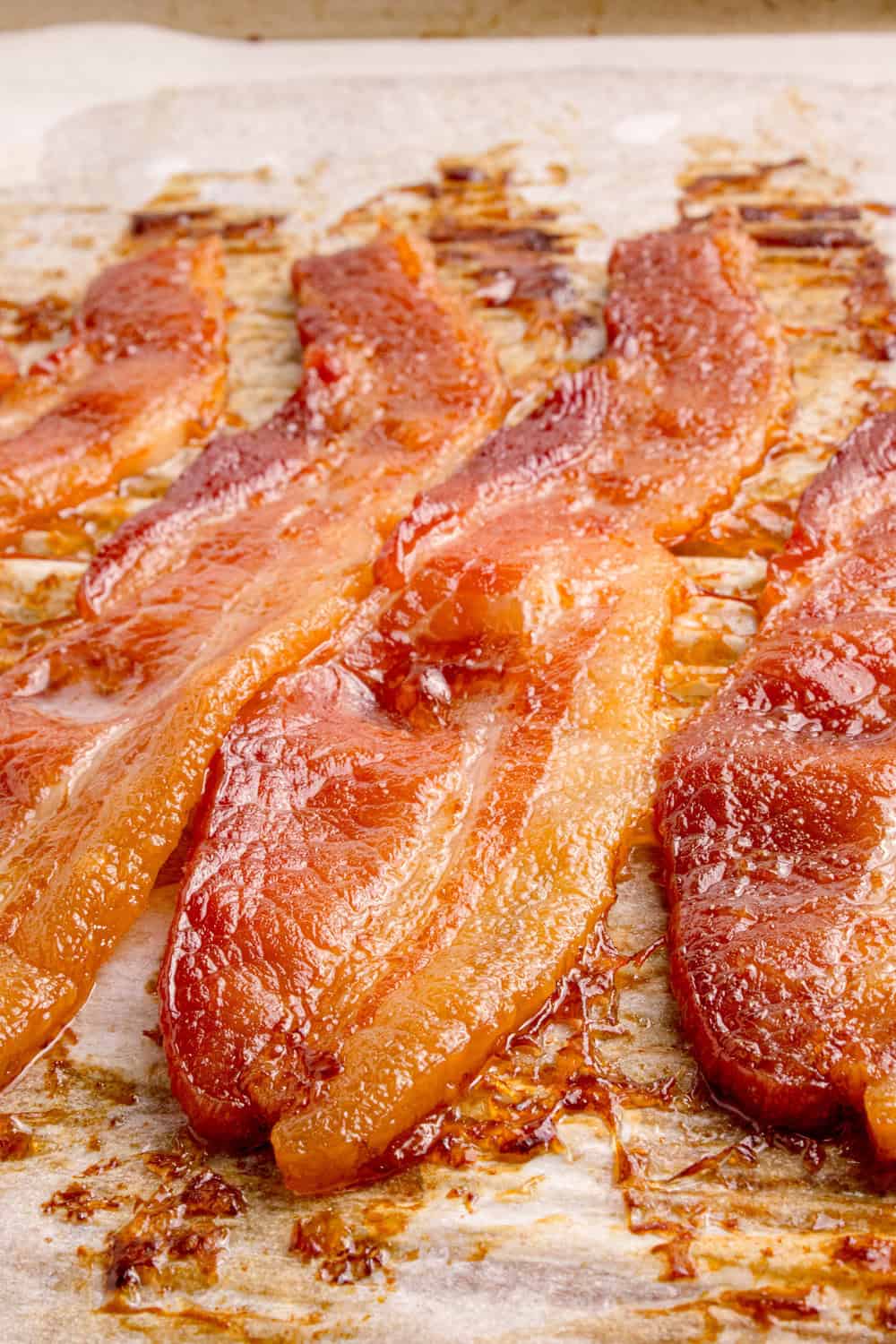 baked bacon on a baking sheet