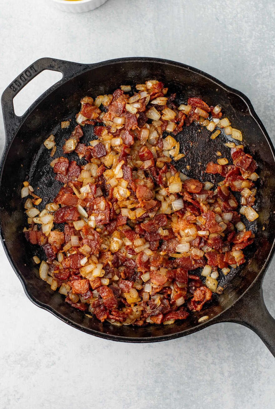 bacon jam cooking in skillet