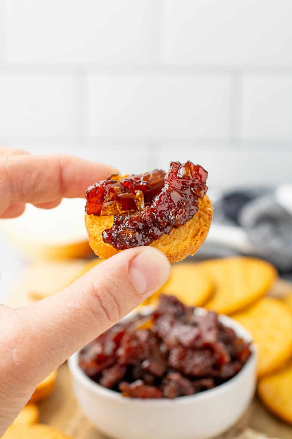 bacon jam on a cracker