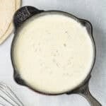 mexican queso dip in a skillet