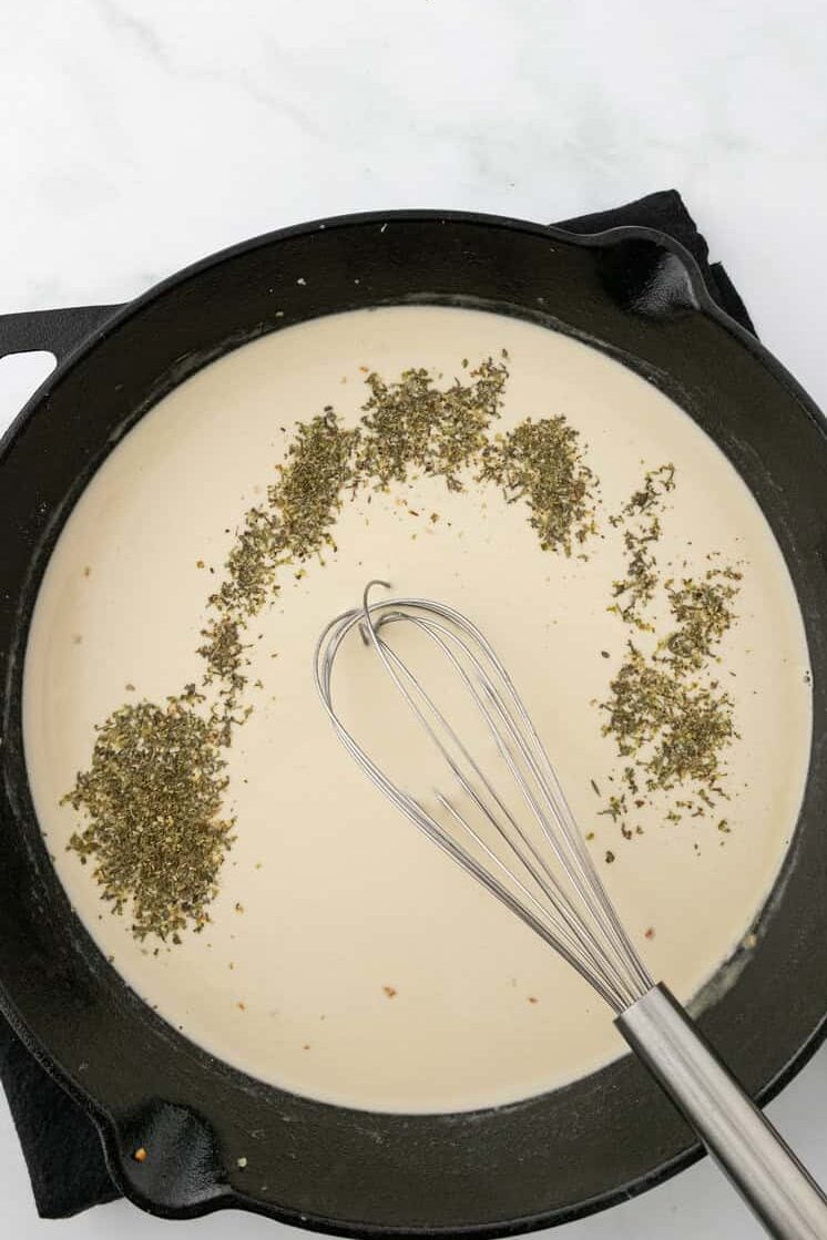 italian seasoning added to sauce
