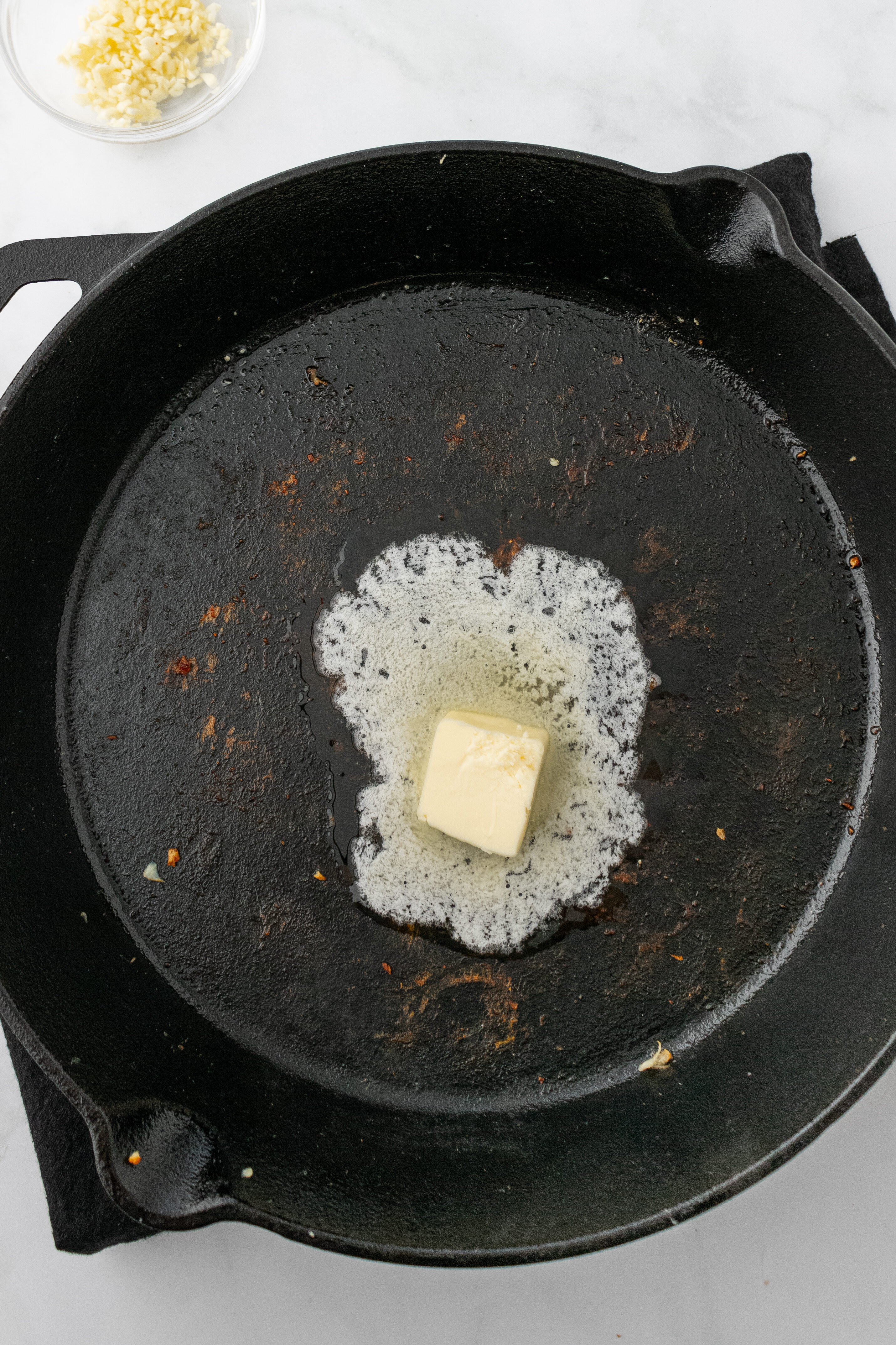 melting butter in skillet