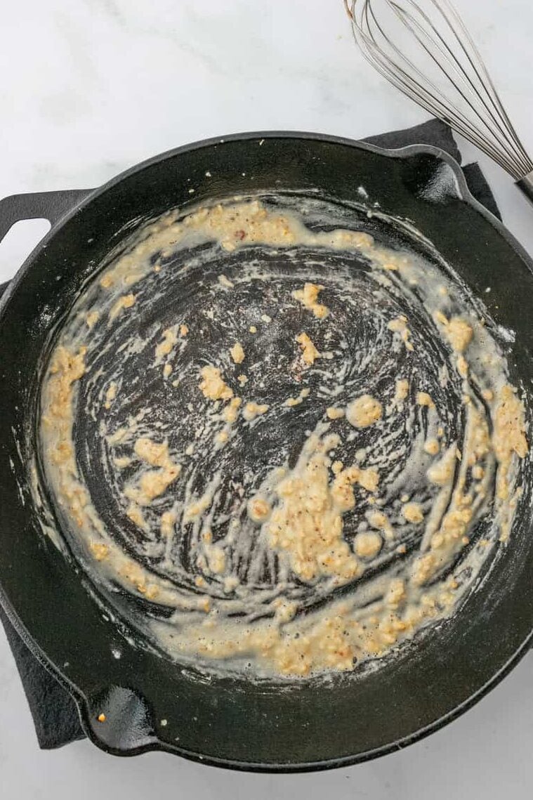 browned flour in skillet