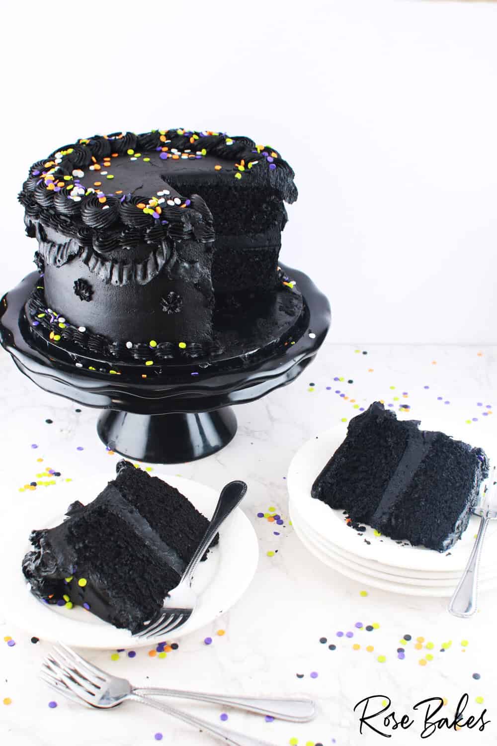 halloween birthday cake with black velvet cake