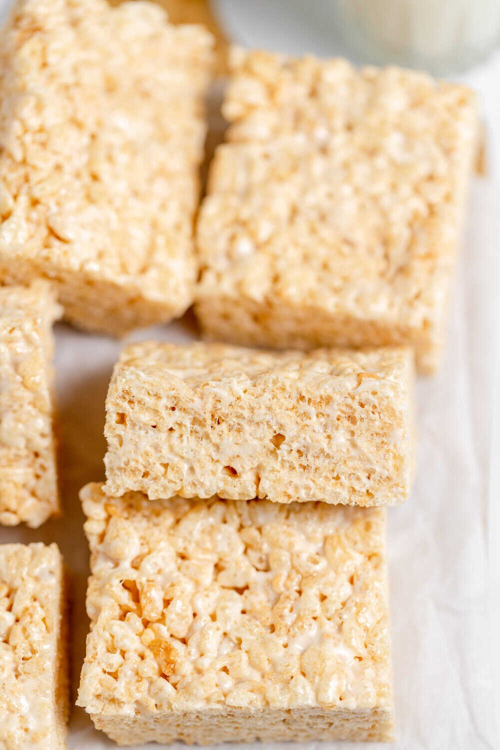 closeup of brown butter rice krispie treats