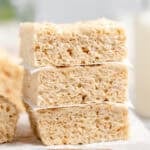 stack of brown butter rice krispies treats
