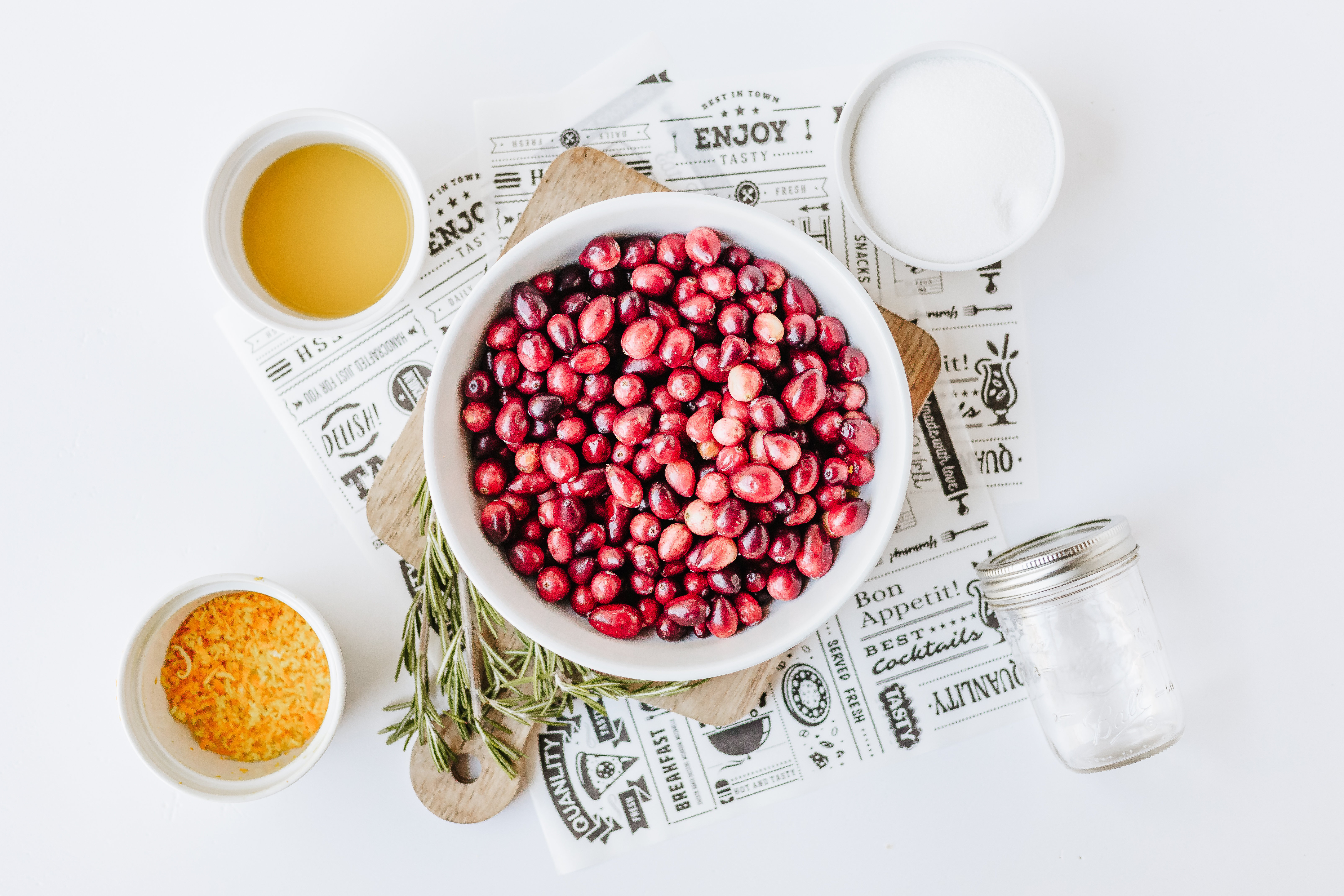 ingredients for cranberry jam
