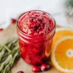 cranberry jam in a mason jar
