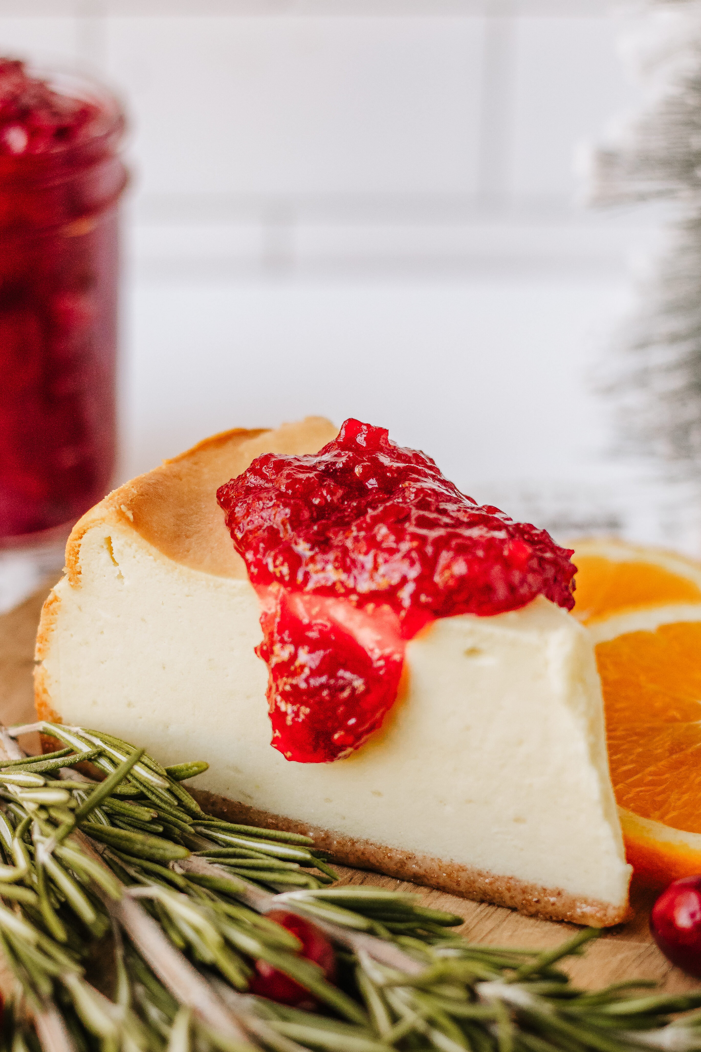 cranberry jam over cheesecake