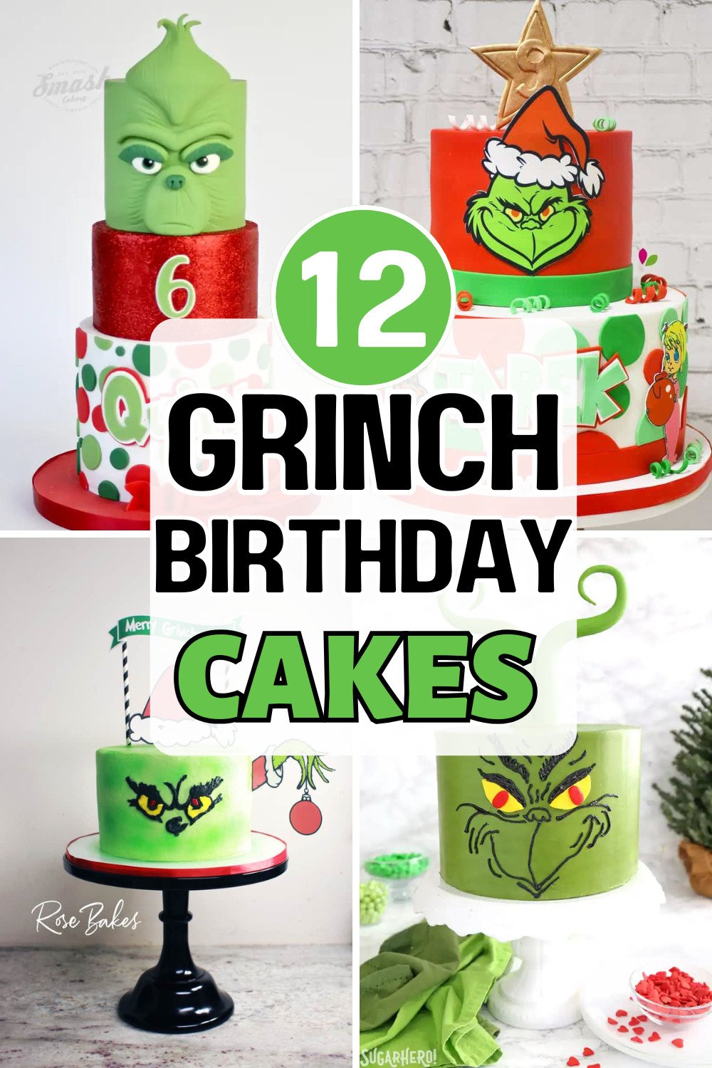 grinch cakes collage