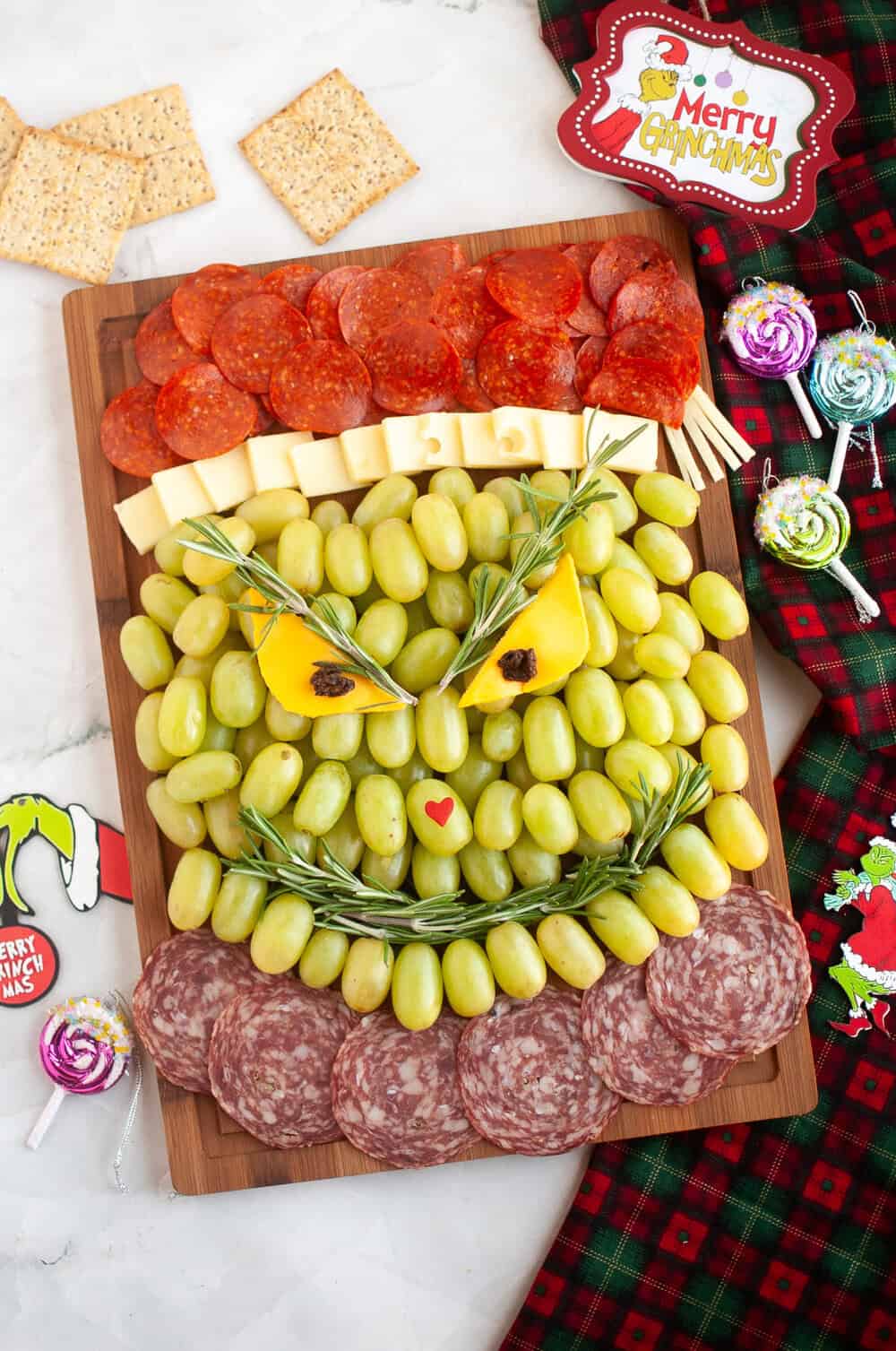 grinch charcuterie board