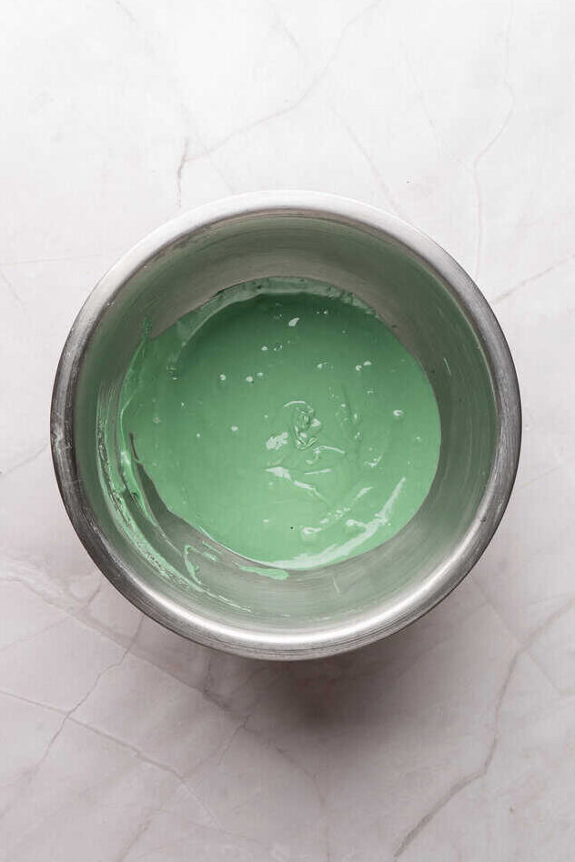 melted green candy melts in bowl