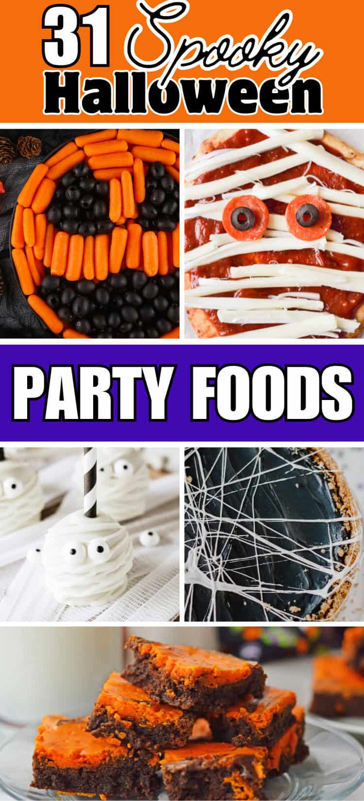 collage of halloween food ideas with text overlay "31 spooky halloween foods"