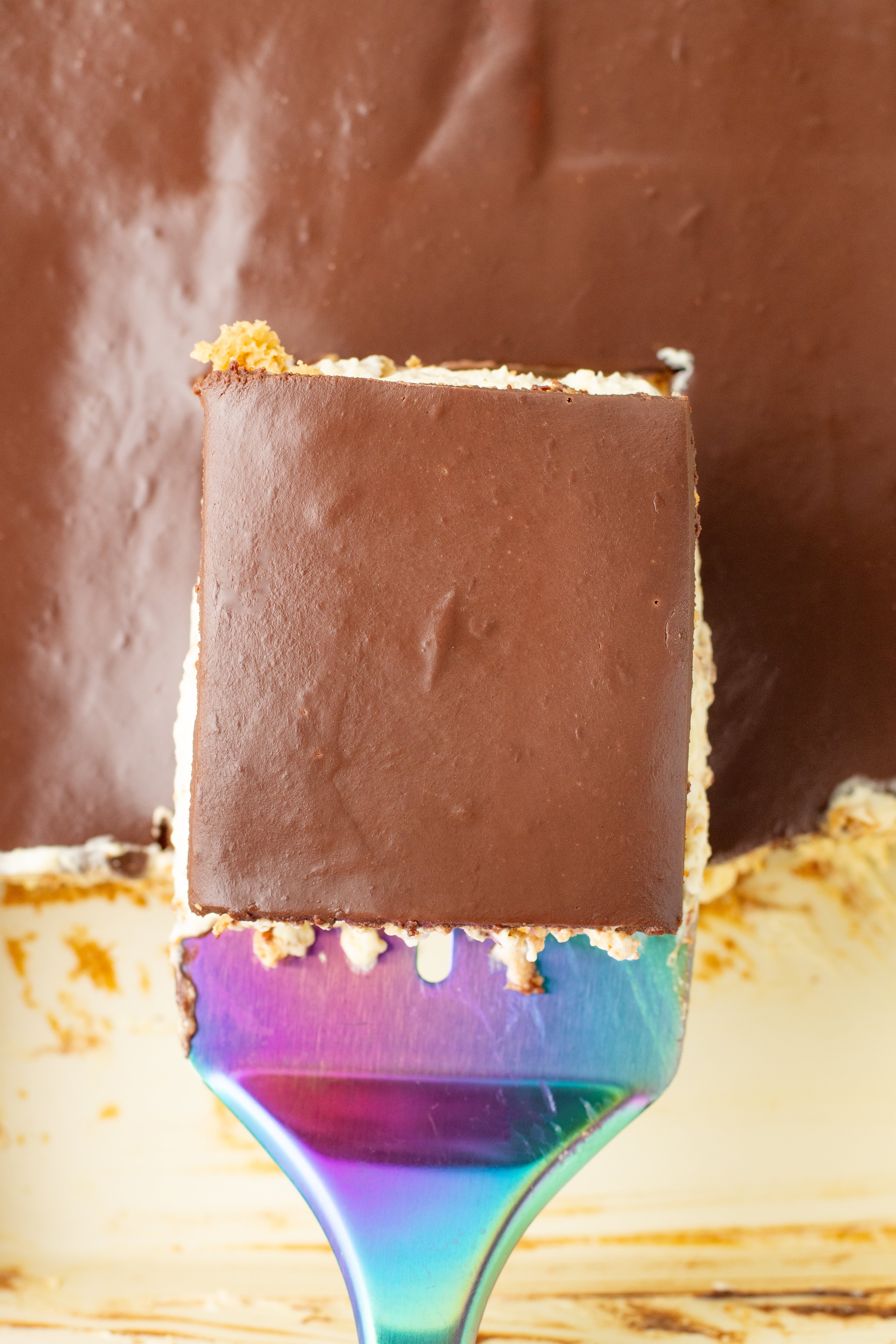 no bake eclair cake with chocolate ganache topping -