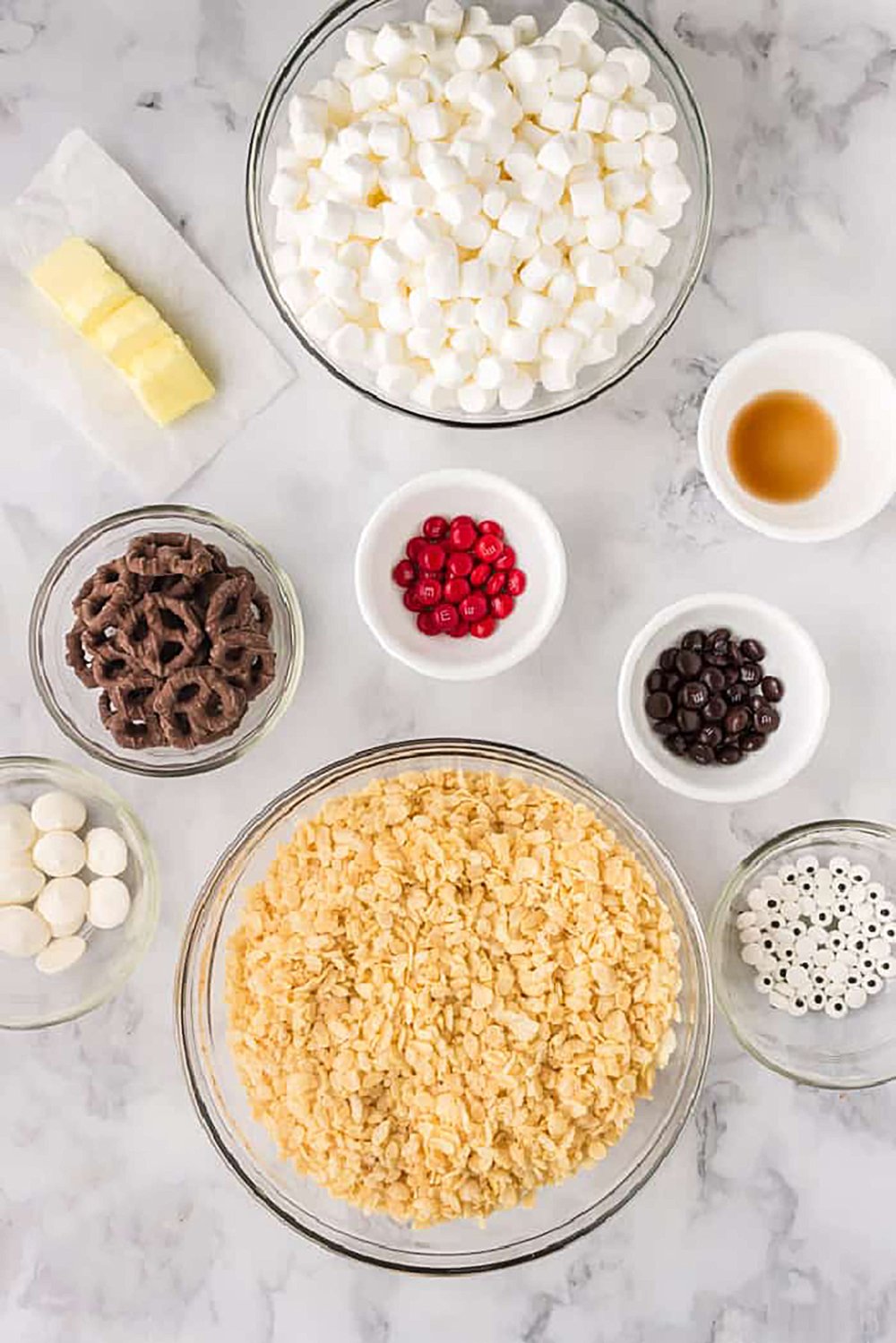 ingredients for reindeer rice krispie treats