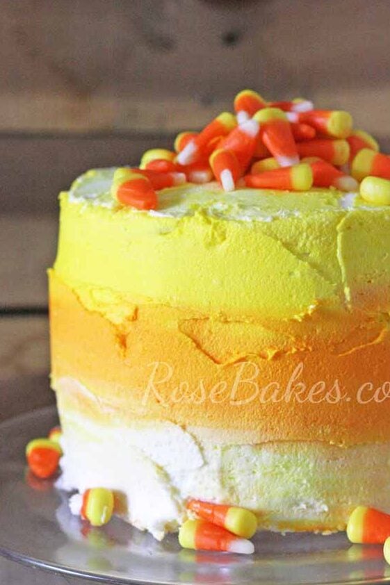 ombre candy corn cake