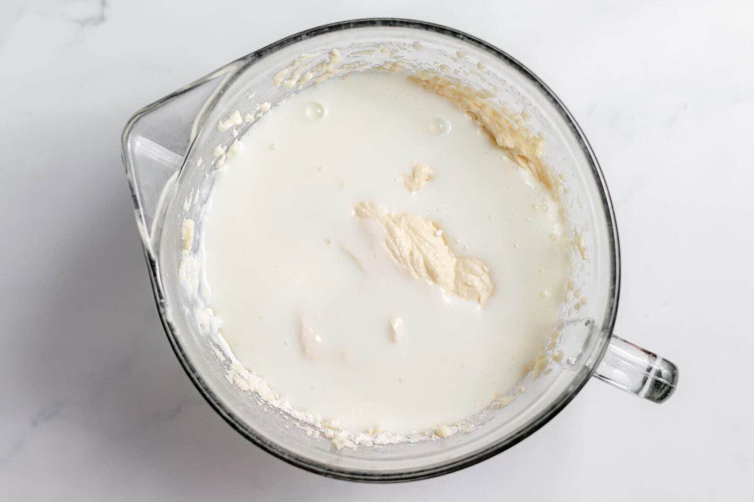 remaining buttermilk added to bowl