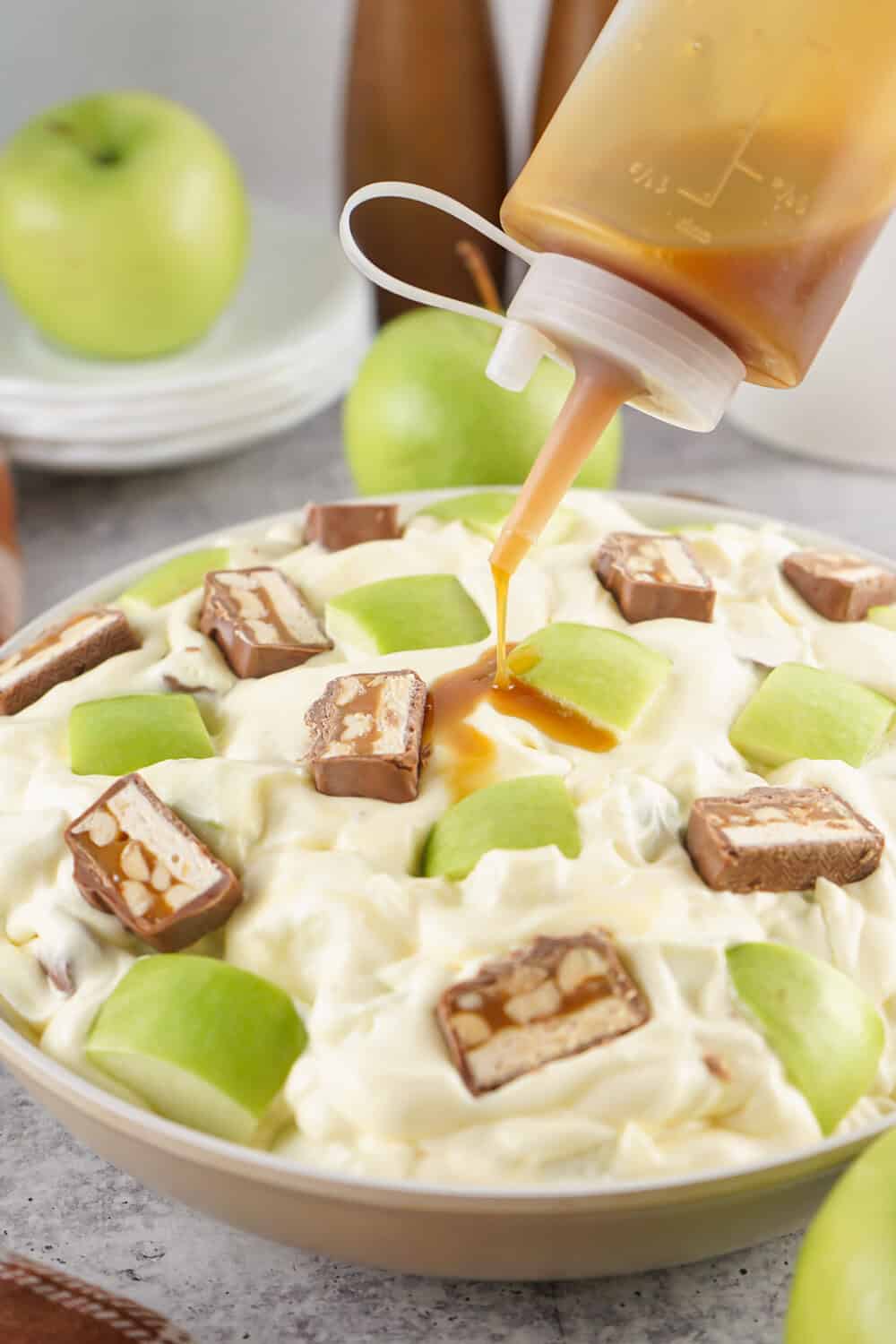 drizzling with caramel sauce