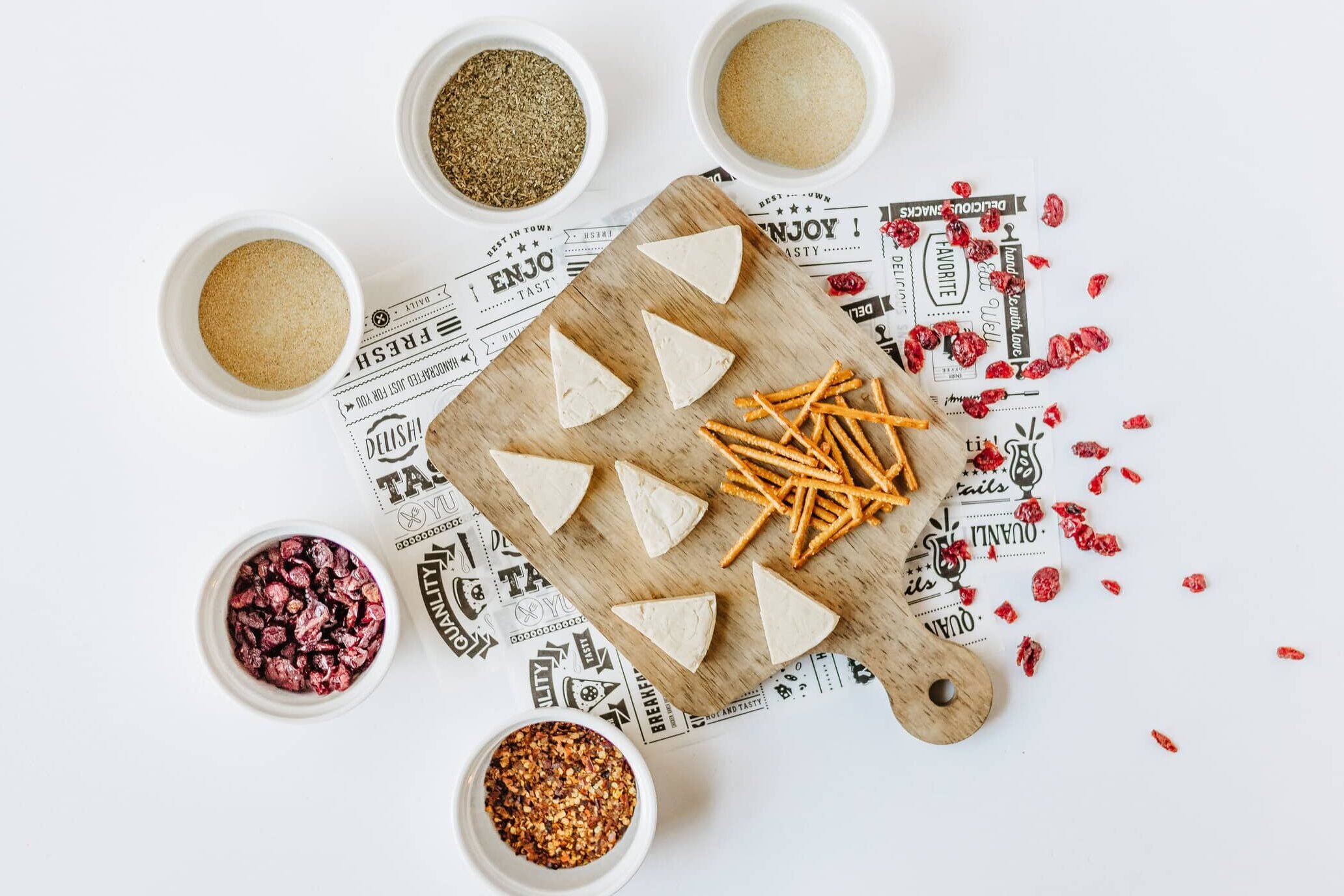 ingredients for christmas tree cheese wedges