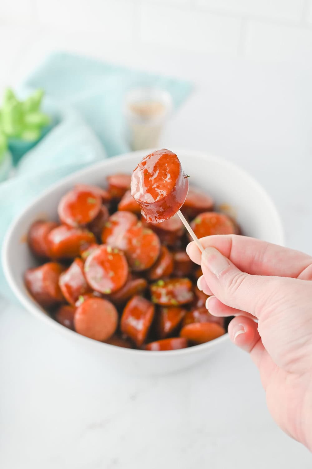 kielbasa bites on a toothpick