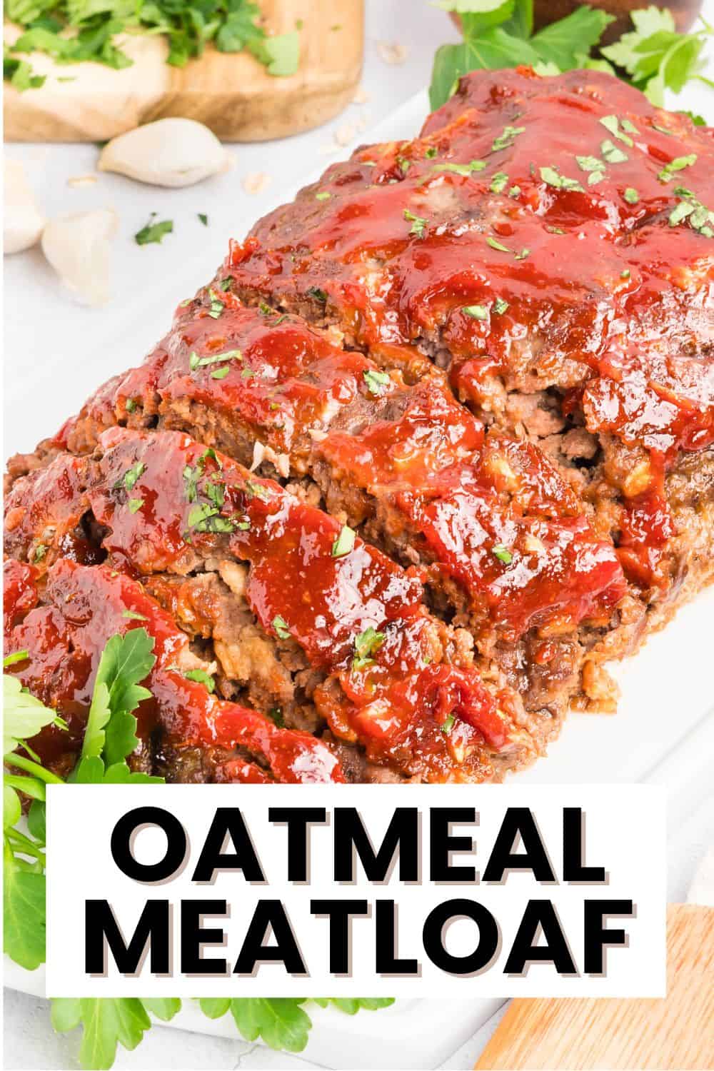 oatmeal meatloaf sliced on a plate