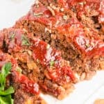 meatloaf with oatmeal sliced on a plate
