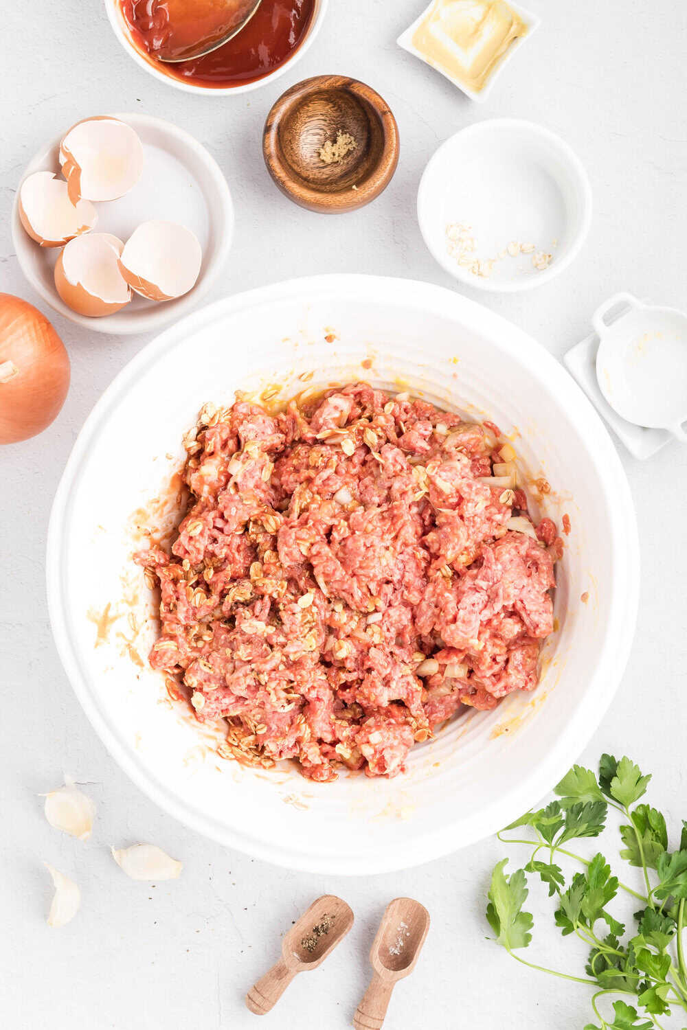 mixed up meatloaf ingredients