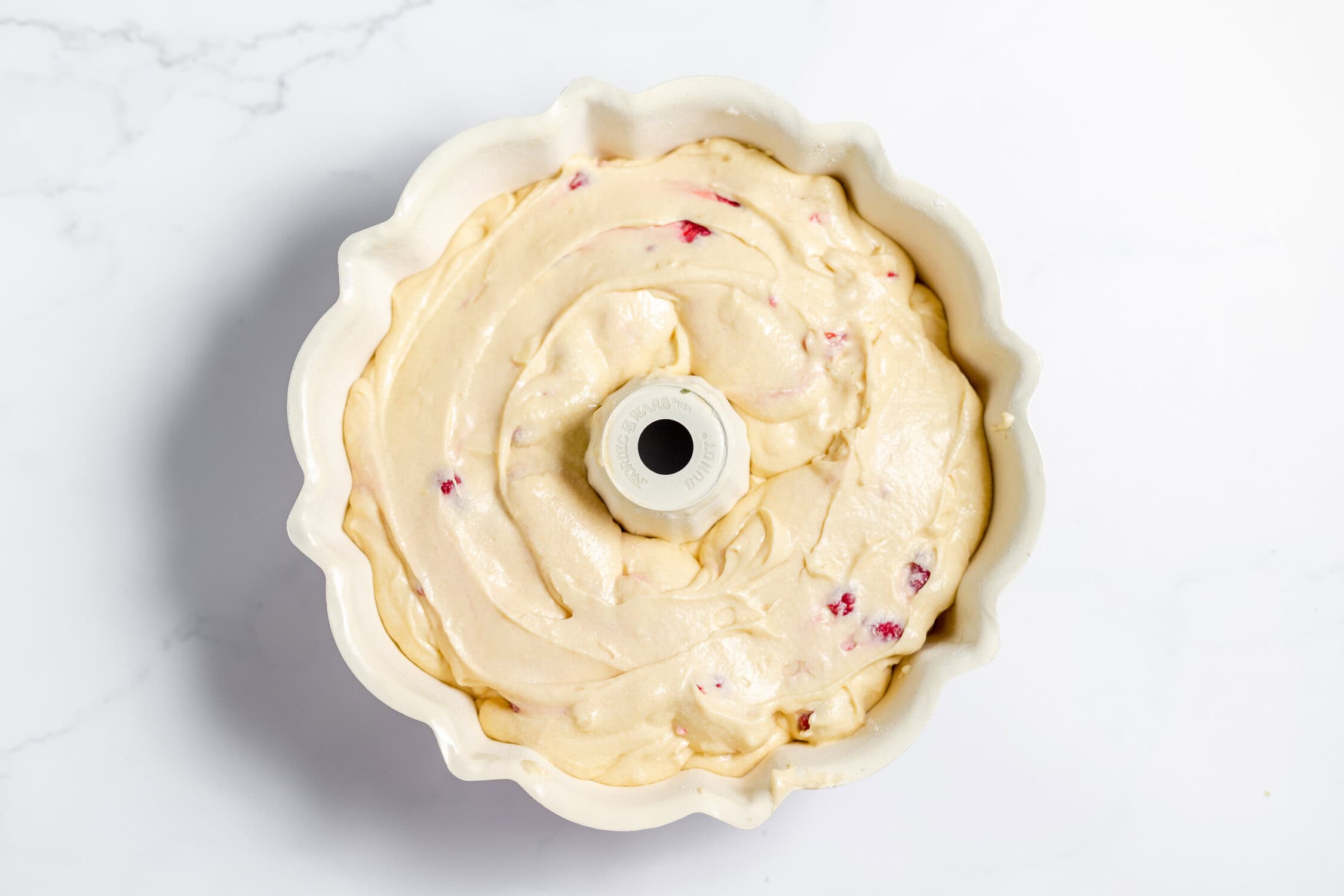 cake batter in bundt pan