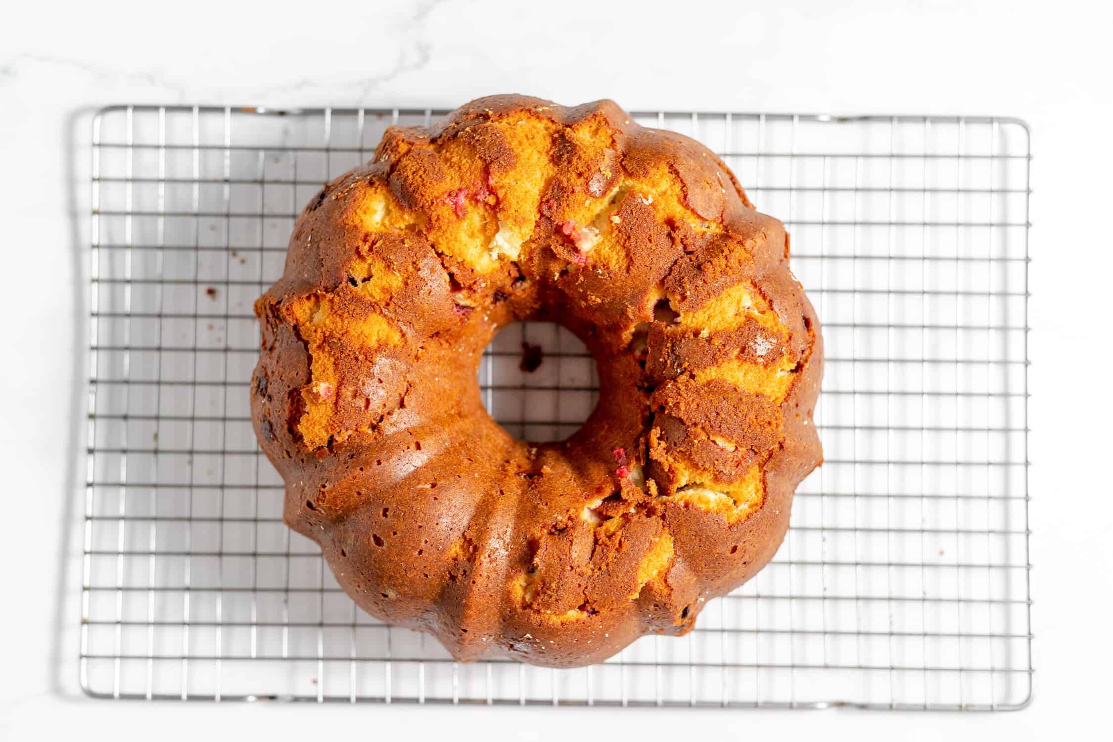 bundt cake on cooling rack