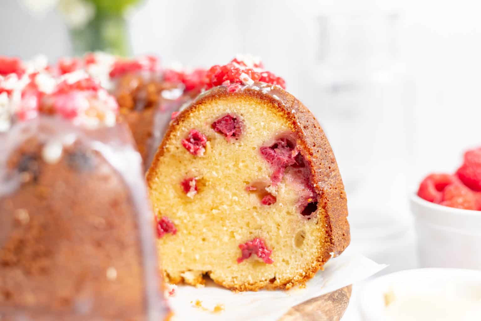 White Chocolate Raspberry Bundt Cake