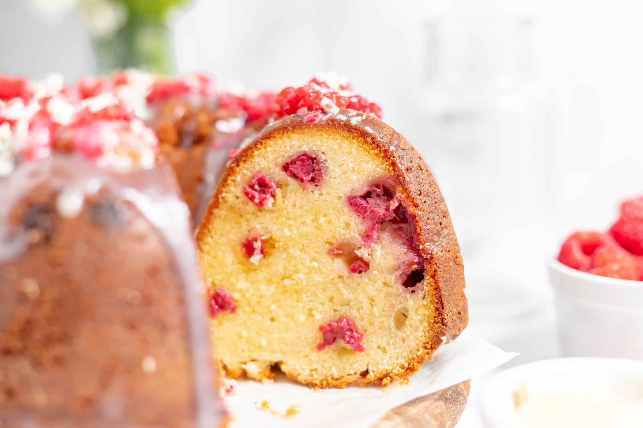White Chocolate Raspberry Bundt Cake