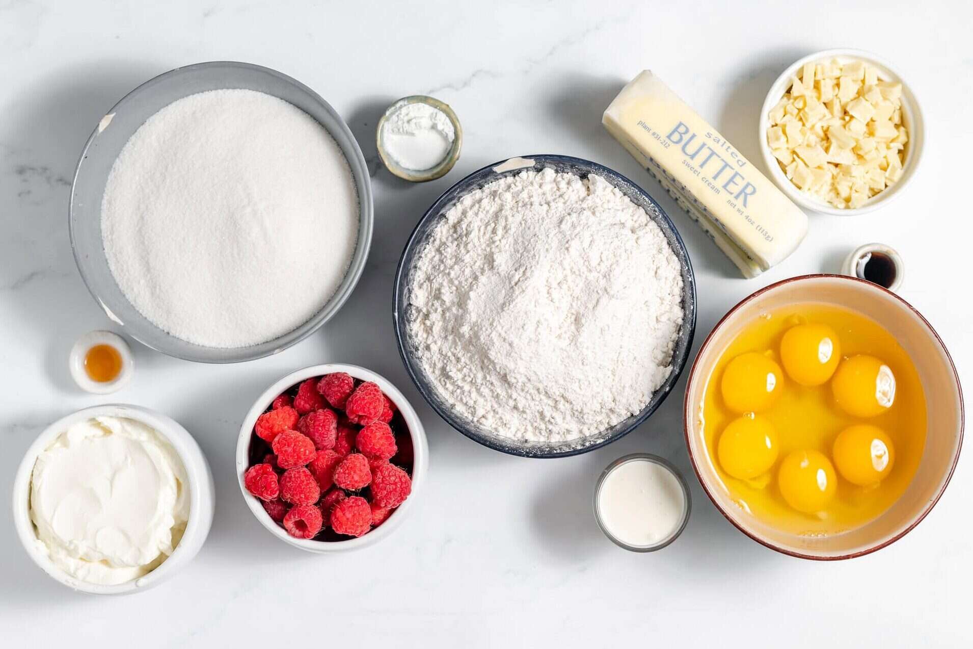 White Chocolate Raspberry Bundt Cake ingredients