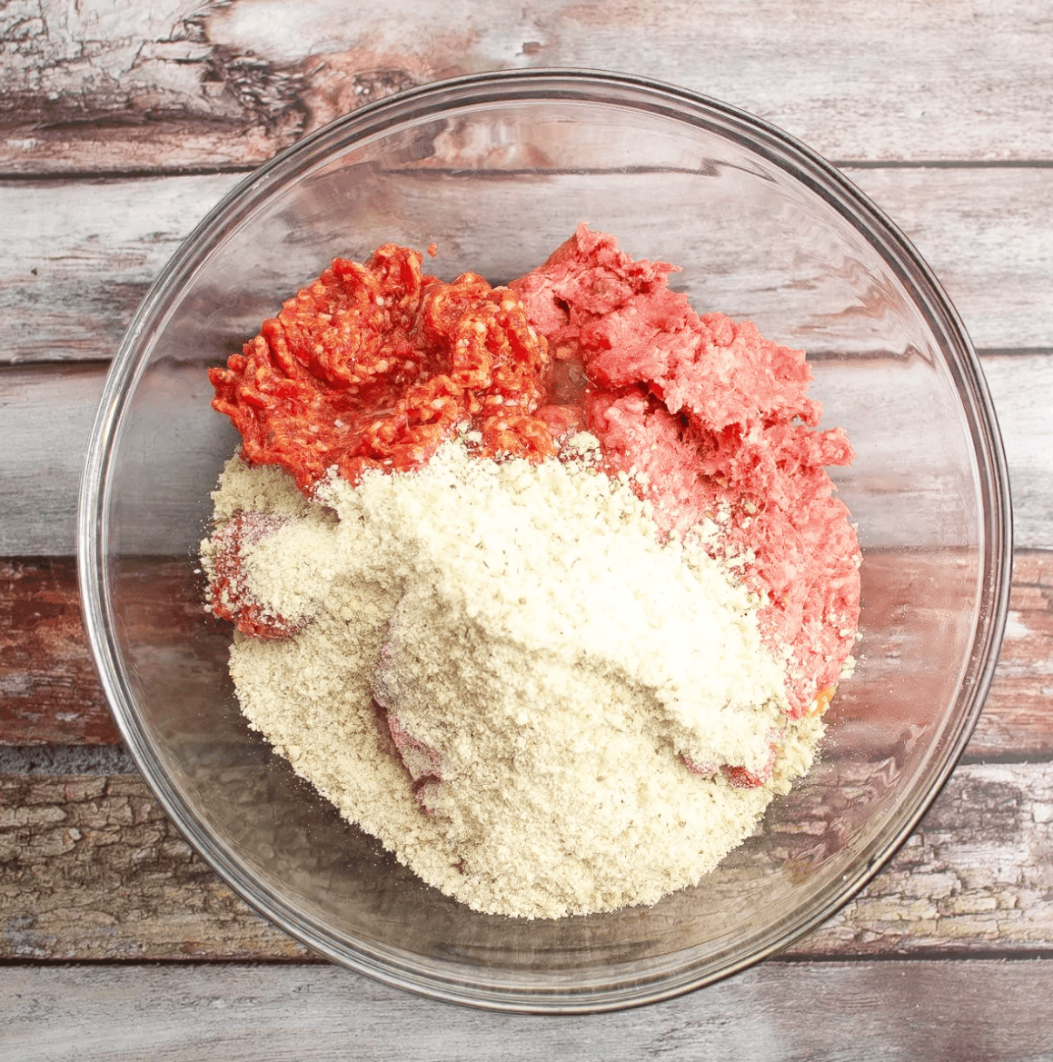 crumb mixture added to meat