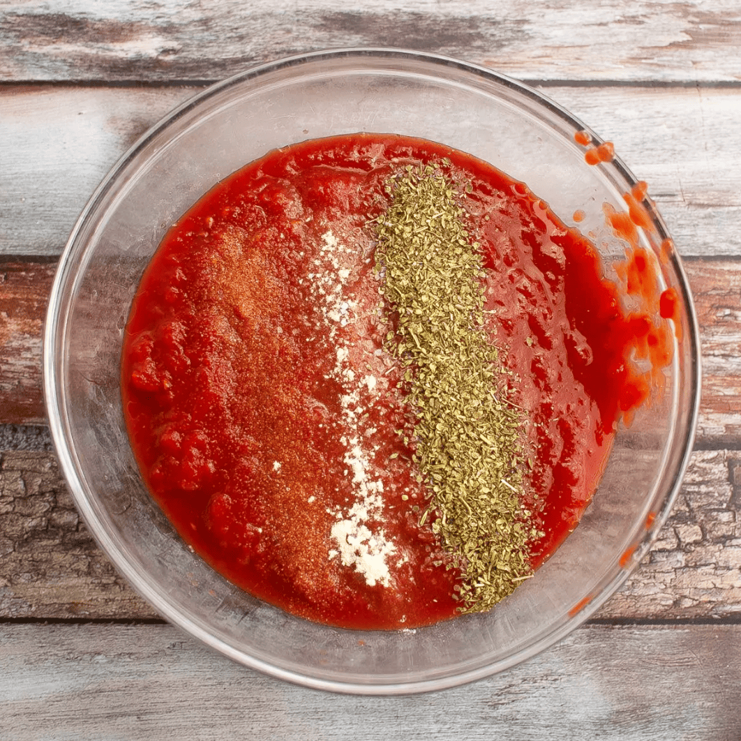 marinara sauce ingredients in a mixing bowl